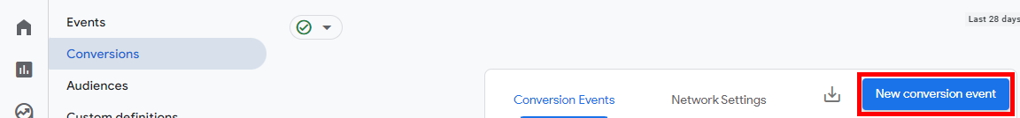 Nieuw conversie-event aanmaken in Google Analytics.