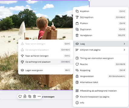 Afbeelding met jongetje in blokkenkasteel wordt op achtergrond geplaatst.