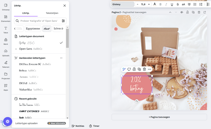 Ronde vormen op een eigen foto; er wordt gezocht naar een passend lettertype.
