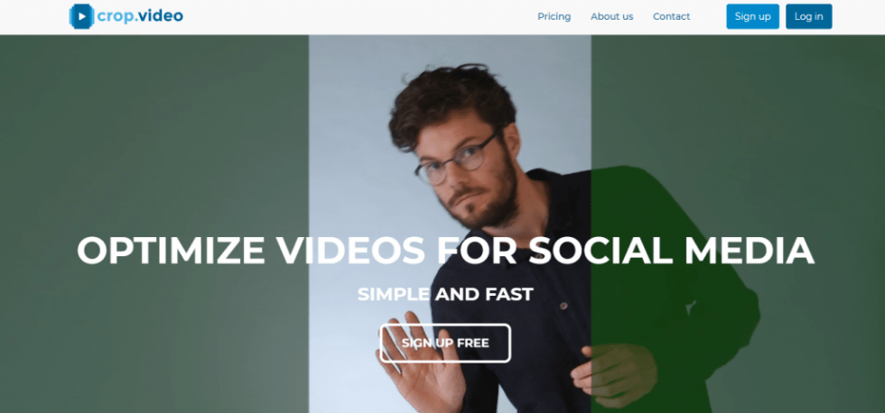 Website van crop.video voor het optimaliseren en bijsnijden van video’s voor social media.