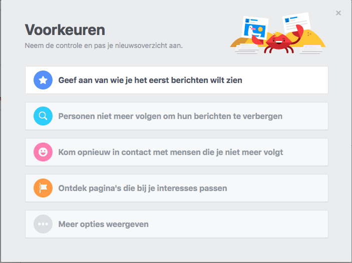 facebook instellingen nieuw algoritme